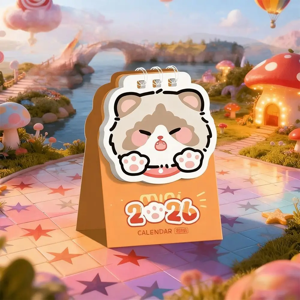 جديد لطيف صغير 2026 أجندة مكتبية /رزنامة مكتبية المحمولة الجدول الزمني علامة الجدول الزمني مخطط الكرتون القط التقويم الحلي مكتب عمل الملحقات #3