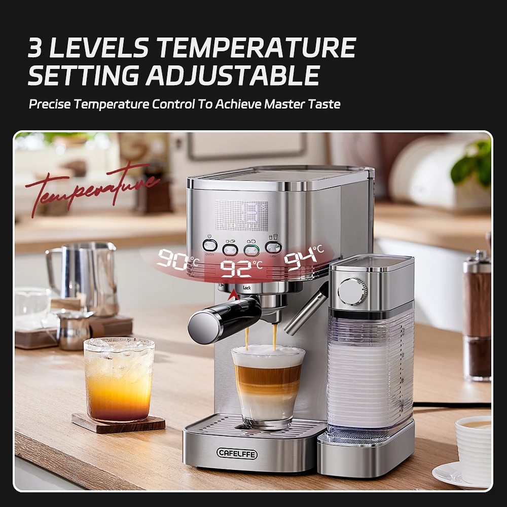 Cafelffe Fully Automatic Espresso Machines Automatic Milk Froth Ground Coffee Stainless Steels Cappuccino maker Cafeteria 20Bar