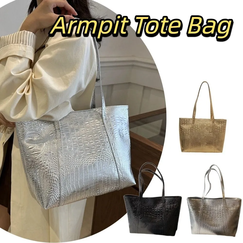 

PU Leather Women Handbag Large Capacity Luxury Female Shoulder Bag Commuting Crocodile Pattern Armpit Tote Bag Ladies