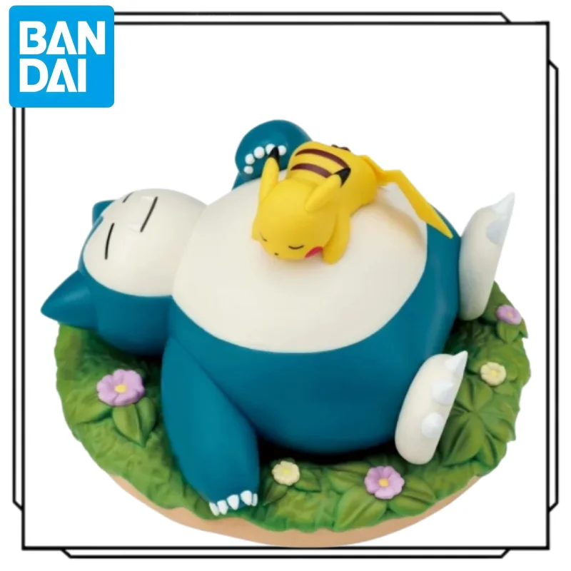 original-bandai-banpresto-pokemon-snorlax-pikachu-sleeping-pose-cute-prize-figure-anime-collection-desktop-ornament-gift