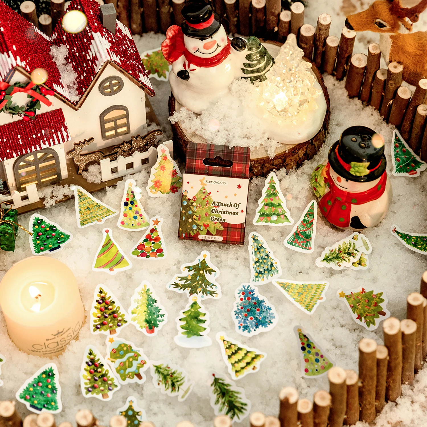 46pcs Christmas Eve Retro Decorative Stickers DIY Diary Scrapbook Junk Journal Collage Material Aesthetics Craft Supplies
