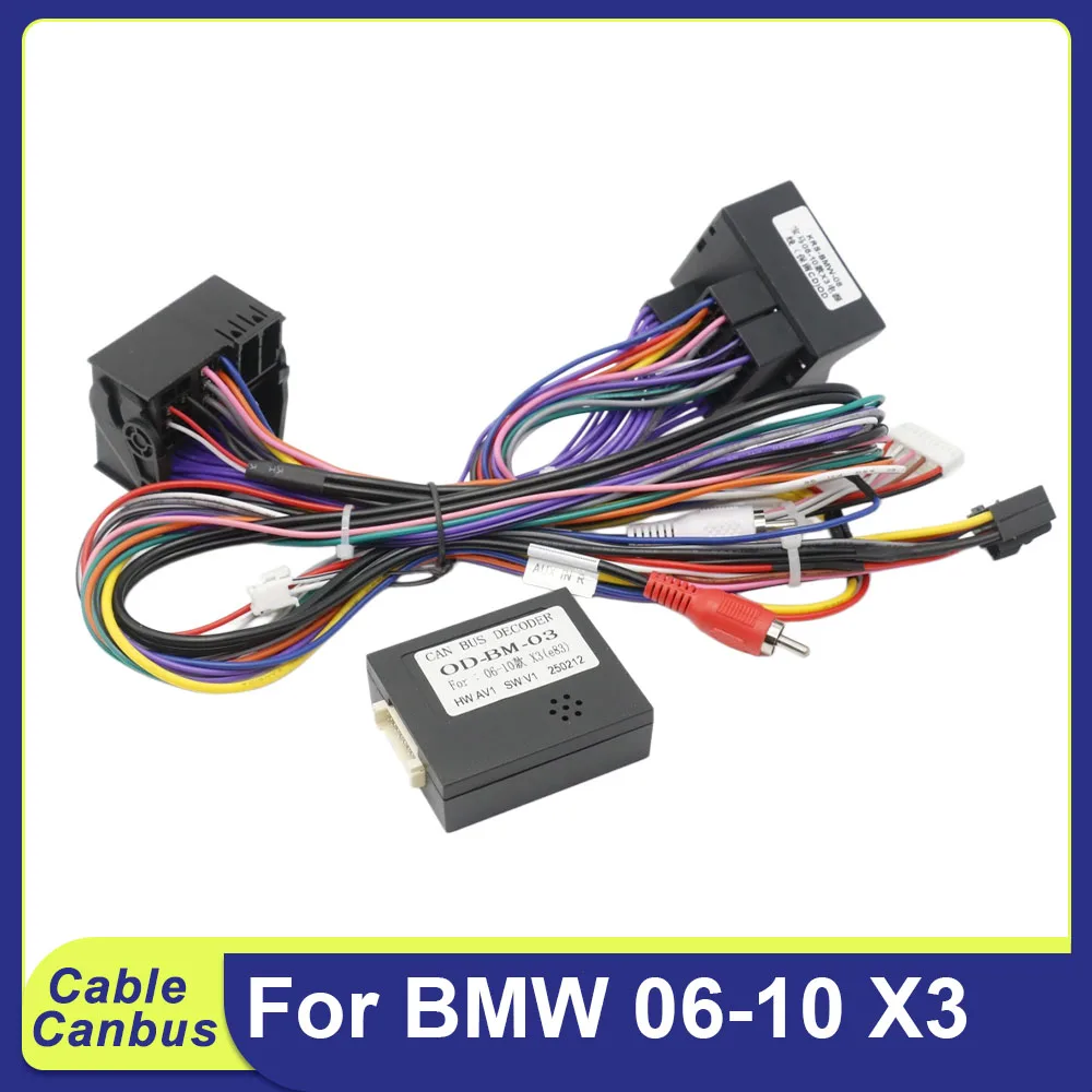 Car Stereo 16Pin Power Wiring Harness Adapter With CANBUS Box Retain CD For BMW X3 06-10 2DIN Head Unit Cable