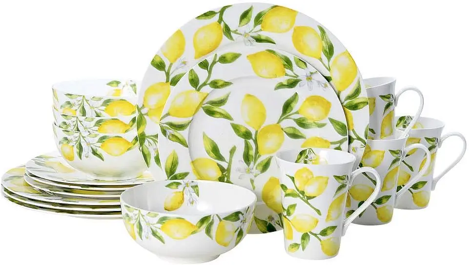 

Lemons 16-Piece Dinnerware Set, Service For 4, Multicolor