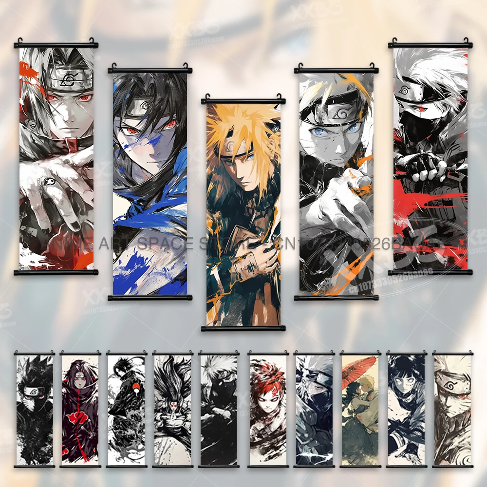 Uzumaki Naruto Canvas Hanging Painting Namikaze Minato Wall Art Scrolls Picture Hatake Kakashi Home DecorJapanese Anime Poster