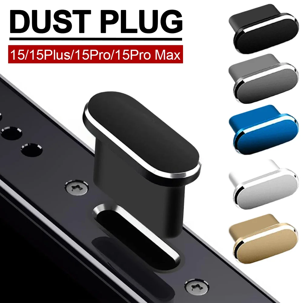 For IPhone 15 Series Aluminum Alloy Phone Dust Plugs Metal USB C Charging Port Protector Cover Cap for IPhone 15 Pro Max 15 Plus