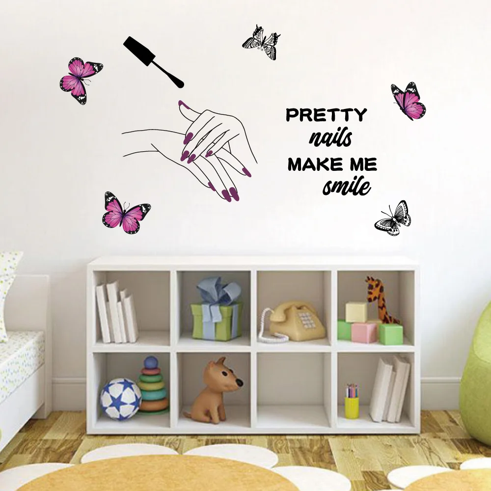 Wall Decal Beauty Salon Manicure Nail Salon Wall Art Sticker Background Wall Luminous Sticker Home Decor Stickers Self-adhesive