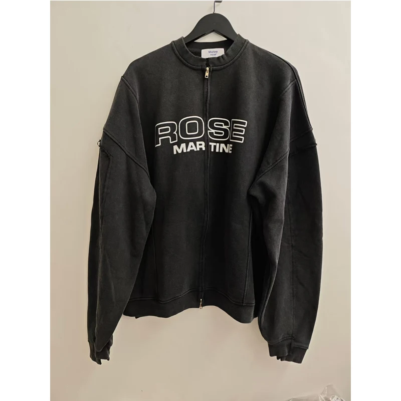 

Куртка Martine Rose на молнии с круглым вырезом для мужчин и женщин, зимняя стираная черная износостойкая повседневная универсальная куртка, уличная одежда, свободное пальто