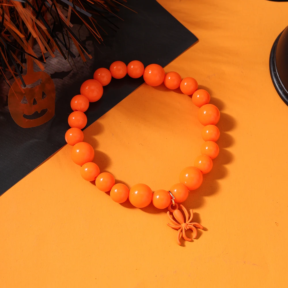 Aihua Gruselige Halloween Fledermaus Spinne Kürbis Armbänder für Frauen Männer Hip Hop Perlen Armbänder Halloween Schmuck Geschenke – Detail 5
