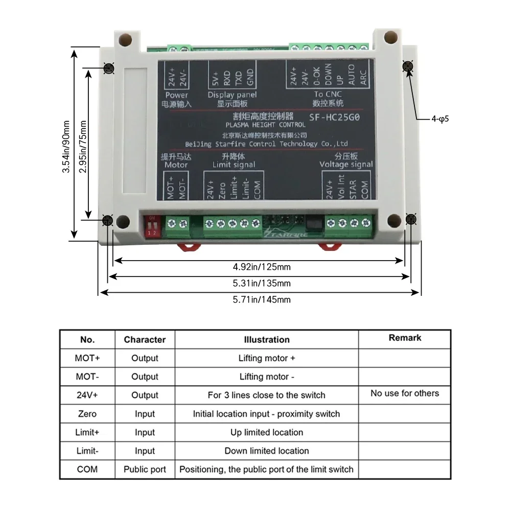 Plasma torch height controller for plasma cutting machine JYKB-100-DC24V-T3 SF-HC25K plasma lifting kit