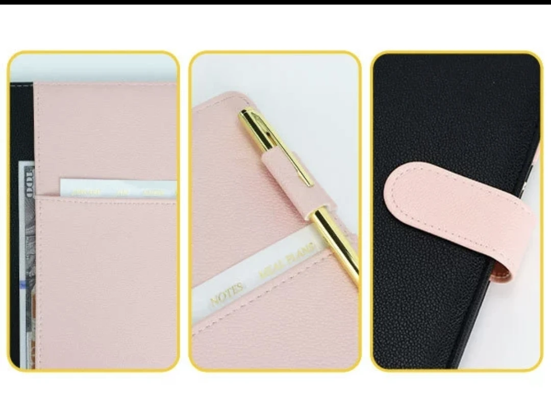 New A5 color-blocking large-ring binder 6 Ring Refillable Notebook Binder Planner Cover, PU Leather Loose Leaf