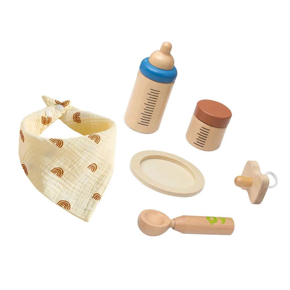 Bottle Feeding Toys for Girls Dolls Bottles Kid Playset Decor Wooden Decors Props Toddler