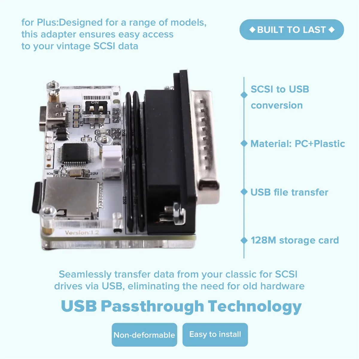 Adaptador SCSI a USB OKgood para Macintosh, Disco Duro Electrónico SCSI para Mac Plus, SE, Transferencia de Archivos USB
