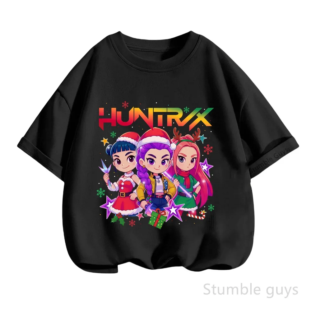 

Летняя футболка KPop Demon Hunters, детская повседневная футболка Huntrix, одежда для мальчиков и девочек