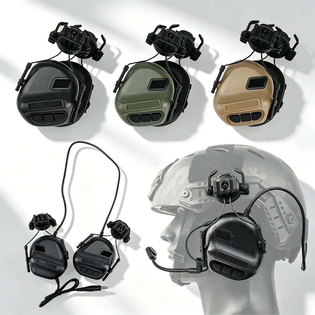 Image of Taktisches Helm-Headset Fünfte Generation Faltbare Geräuschreduzierende Version Kopfhörer Jagd-PTT-Adapter Helm-Zubehör