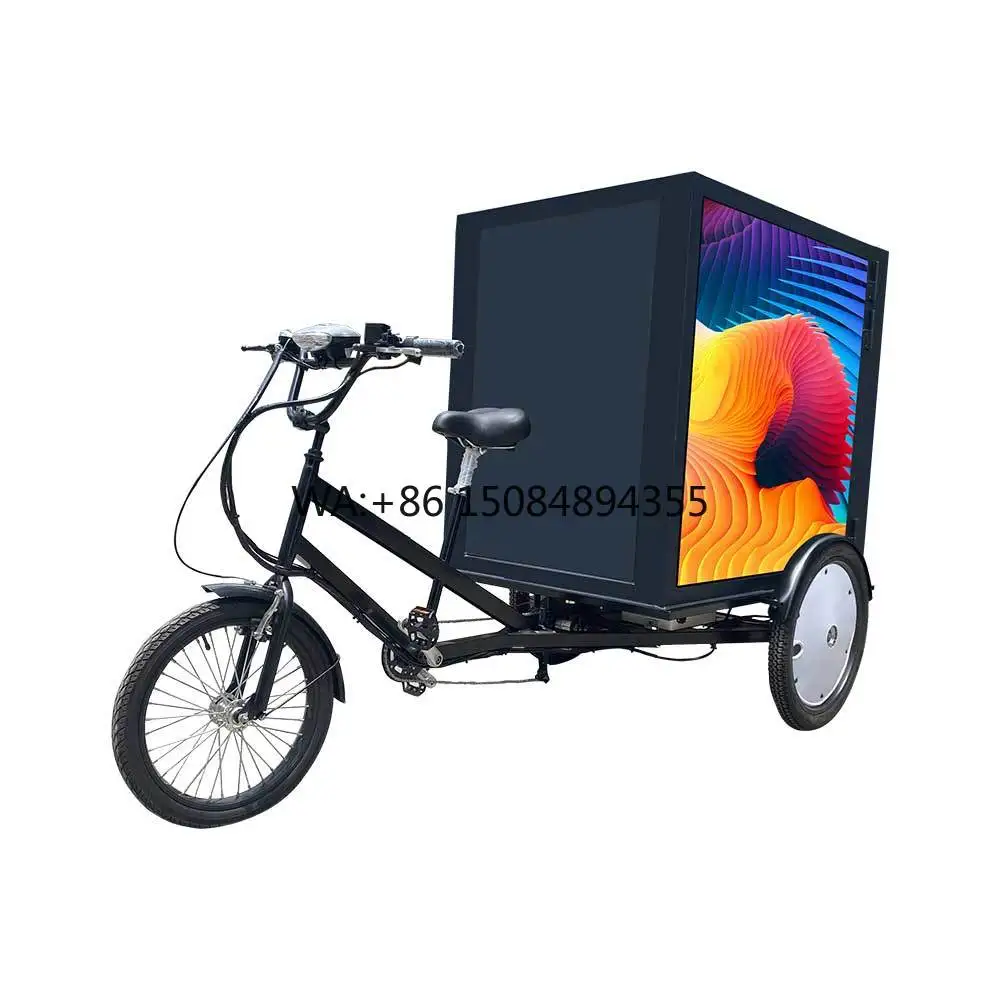 Outdoor Mobile LED Advertising Tricycle for Sale Mini LED Advertising Bike with Three Sides LED Screen