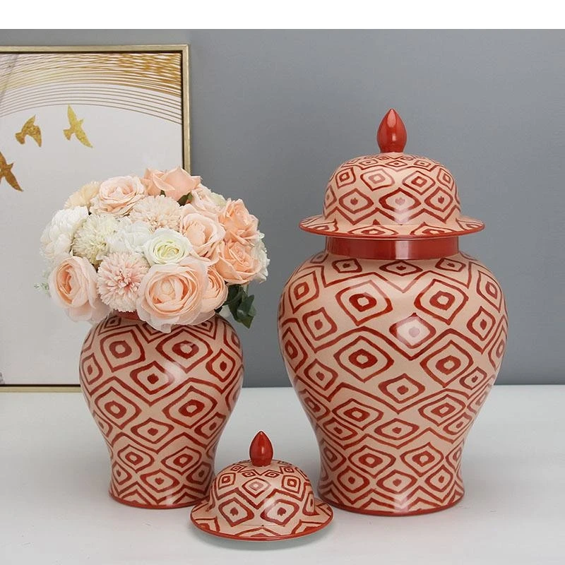 Abstract Texture Ceramic General Jar with Lids Vintage Home Decor Flowers Vases Desk Decoration Jewelry Jars Cosmetic Containers