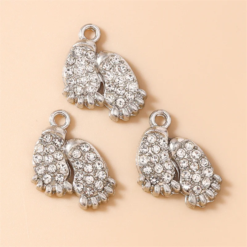 Leslie 10 Stück 16 x 19 mm Kristall-CZ-Fußabdruck-Anhänger für die Schmuckherstellung, Halskette, Anhänger, Ohrringe, Armband, DIY-Zubehör – Detail 2