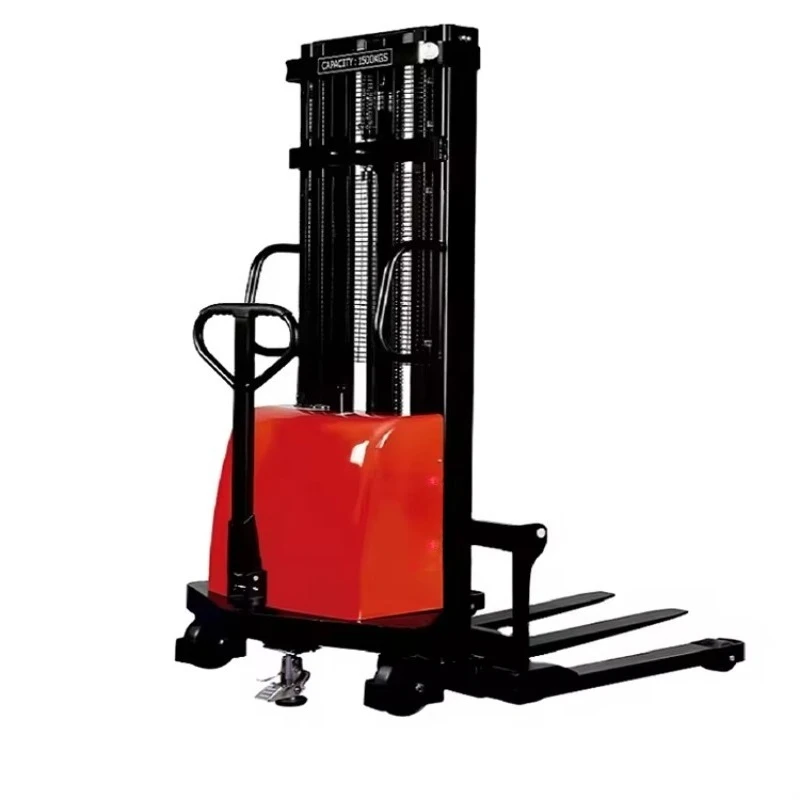 Customizable 1.6 2 2.5 3 Meter Lifting Height 1.5 Ton Semi Electric Hand Moving Material Manual Motor Stacker Reach Truck