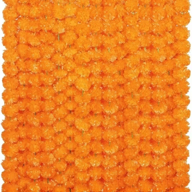150cm Künstliche Ringelblumen-Girlande, Kunstblumen-Ketten für Halloween, Diwali, Hochzeit, Party, Innenräume, Esszimmer, Hängende Blumendekoration – Detail 4