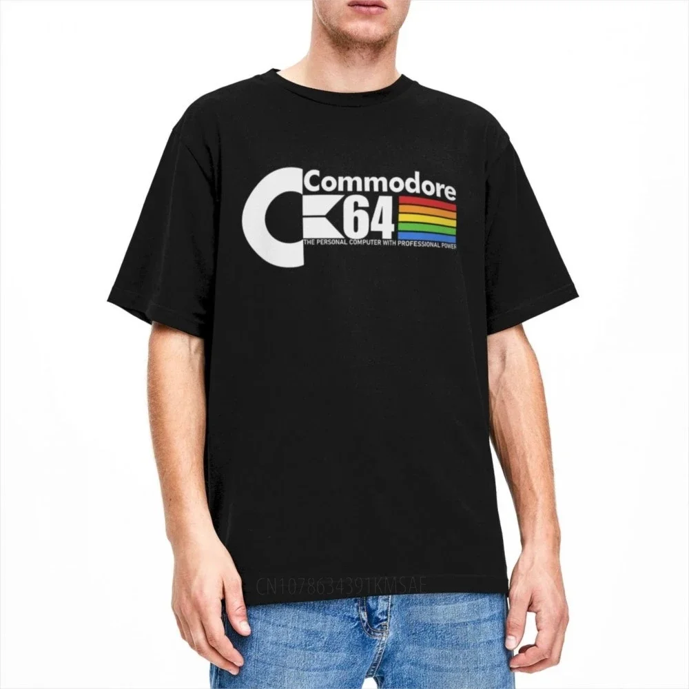 Commodore 64 Logo T Shirt Apparel Men Women Pure Cotton Cool C64 SID Amiga Tee Shirt Short Sleeve Clothing Printed