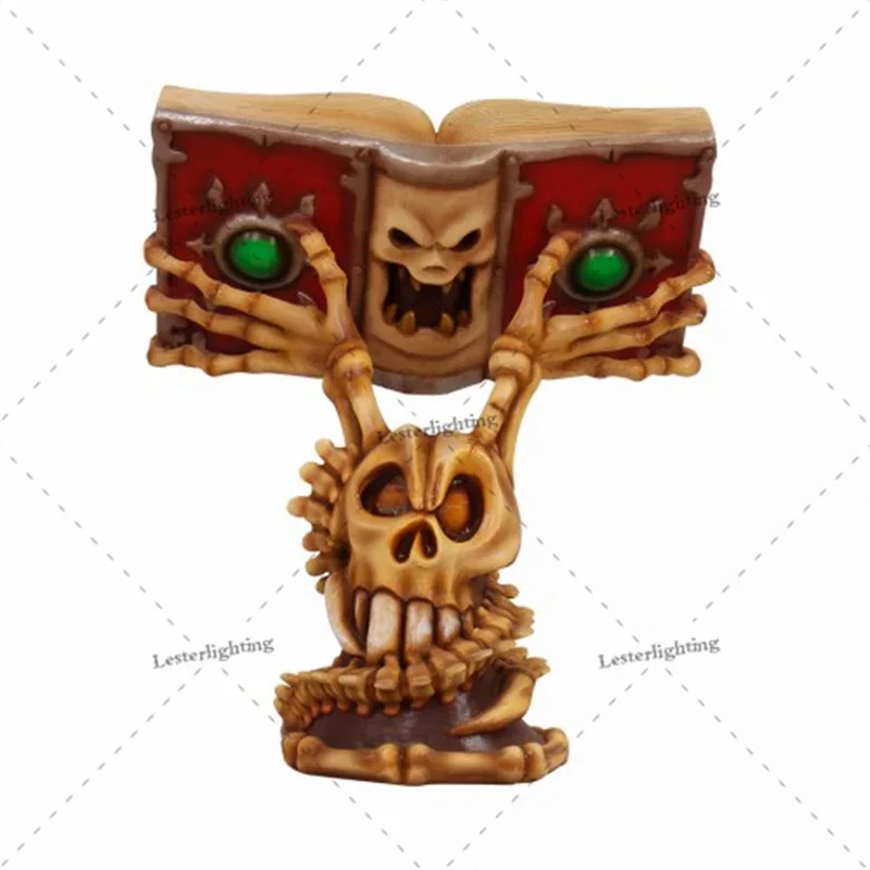 Customized Halloween Horror book with stand Home Decoration Resin Skeleton desktop Ornament book halloween