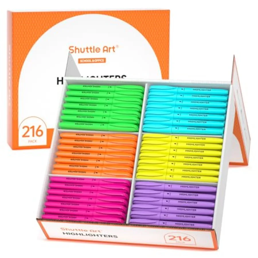 

Pack Highlighters Highlighters Assorted Colors Set 6 Bright Colors Chisel Tip Dry-Quickly Non-Toxic Highlighter Markers Bulk fo