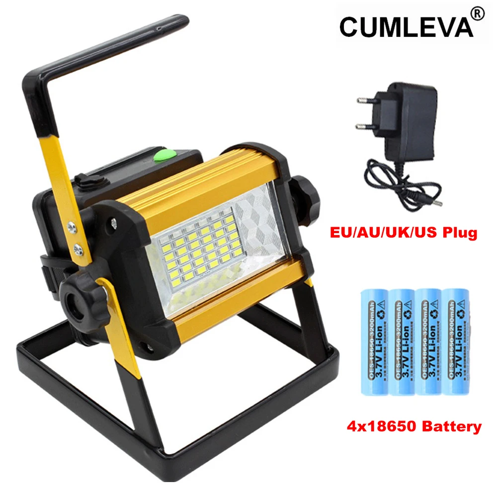 Lightweigh 50W Flood Light Outdoor Portable LED Reflector Spotlight Rechargeable Projector Floodlight Construction Lamp