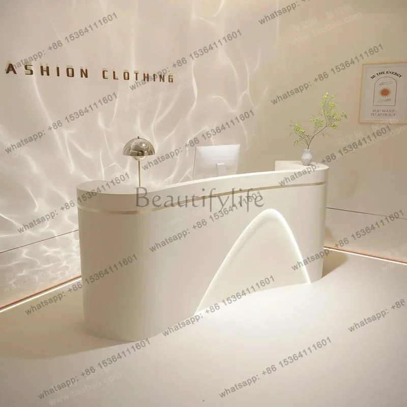 LSNordic Luxury Reception Desks Modern Simple Beauty Salon Cashier Desk Outfit Shop Podium Salon Furniture Balcão De Recepção FY 6