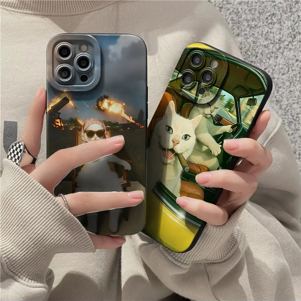 Crazy Racing Cat meme Lustige Silikonhüllen für iPhone 17 16 15 14 Pro Max Plus Hülle iPhone 13 12 11 7 8 XS XR Stoßfeste Coque – Detail 2