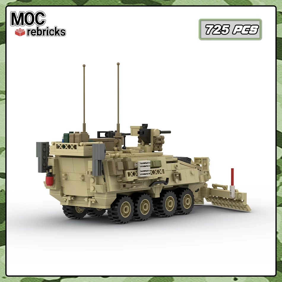 Military Equipment Stryker M1132 Field Engineer Vehicle Model Building Blocks Infantry Fighting Car Assembly Bricks Toy Set