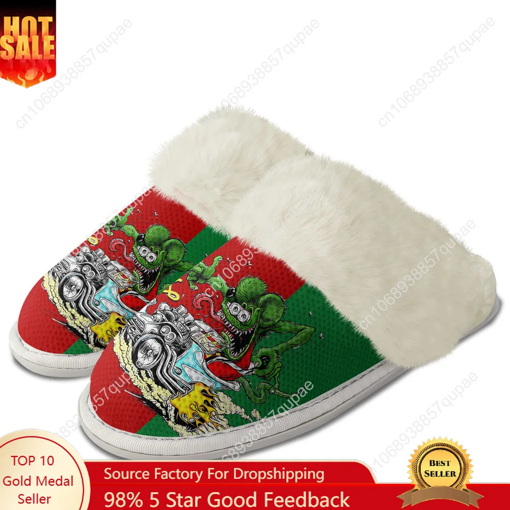 

Tales Of The Rat Fink Slippers Keep Warm Shoes Anime plot Mens Womens Home Cotton Bedroom Customized Thermal Lightweight Slipper