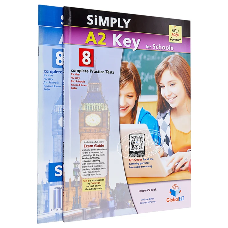 

Просто ключ формата А2 для школ 8 практических испытаний для пересмотренного экзамена 2020 года, издание для самостоятельного обучения 9781781646359