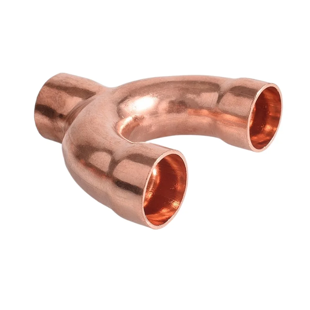 6.35-42mm ID Tube Weld Socket End Feed Solder Y Shaped 3 Ways Splitter Pure Copper Pipe Fitting Connector  Air-Conditioning