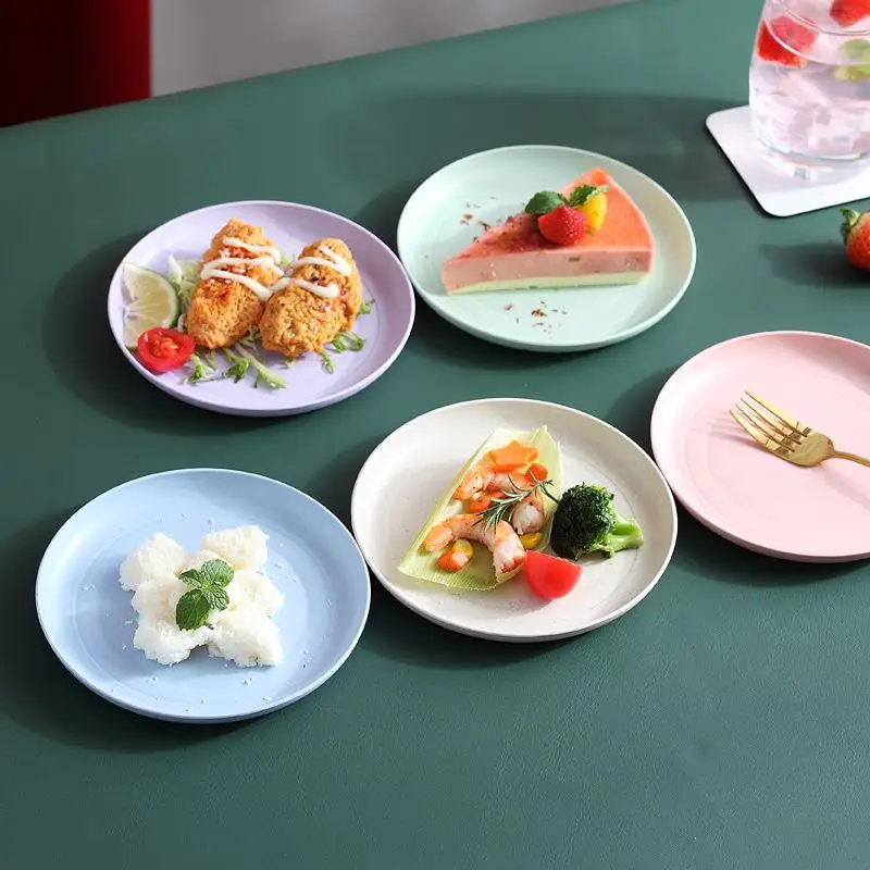 Outdoor 5pcs/set Nordic Wheat Straw Plate Fruit Vegetable Plate Bone Spitting Plate Tableware Plate view 3