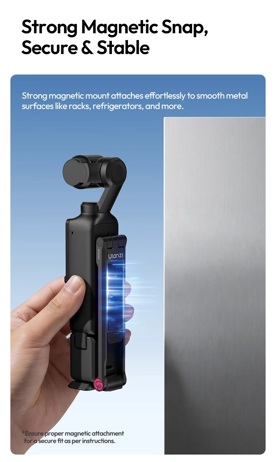 � Ulanzi MA66 Magnetisches Schnellwechsel-Stativ für DJI Pocket 4/4p/3, faltbarer Selfie-Stick-Griff-Stativ mit verstecktem Haken für Reisen – Detail 5