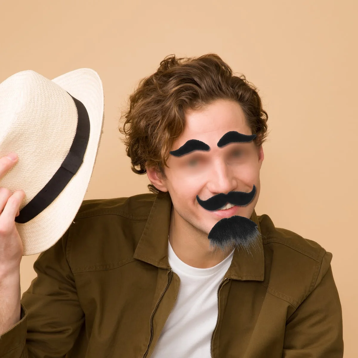 

Halloween Realistic Fake Mustache Self-Adhesive Beard Props for Cosplay Parties Costumes Accessories Eye-Catching Unique Gift