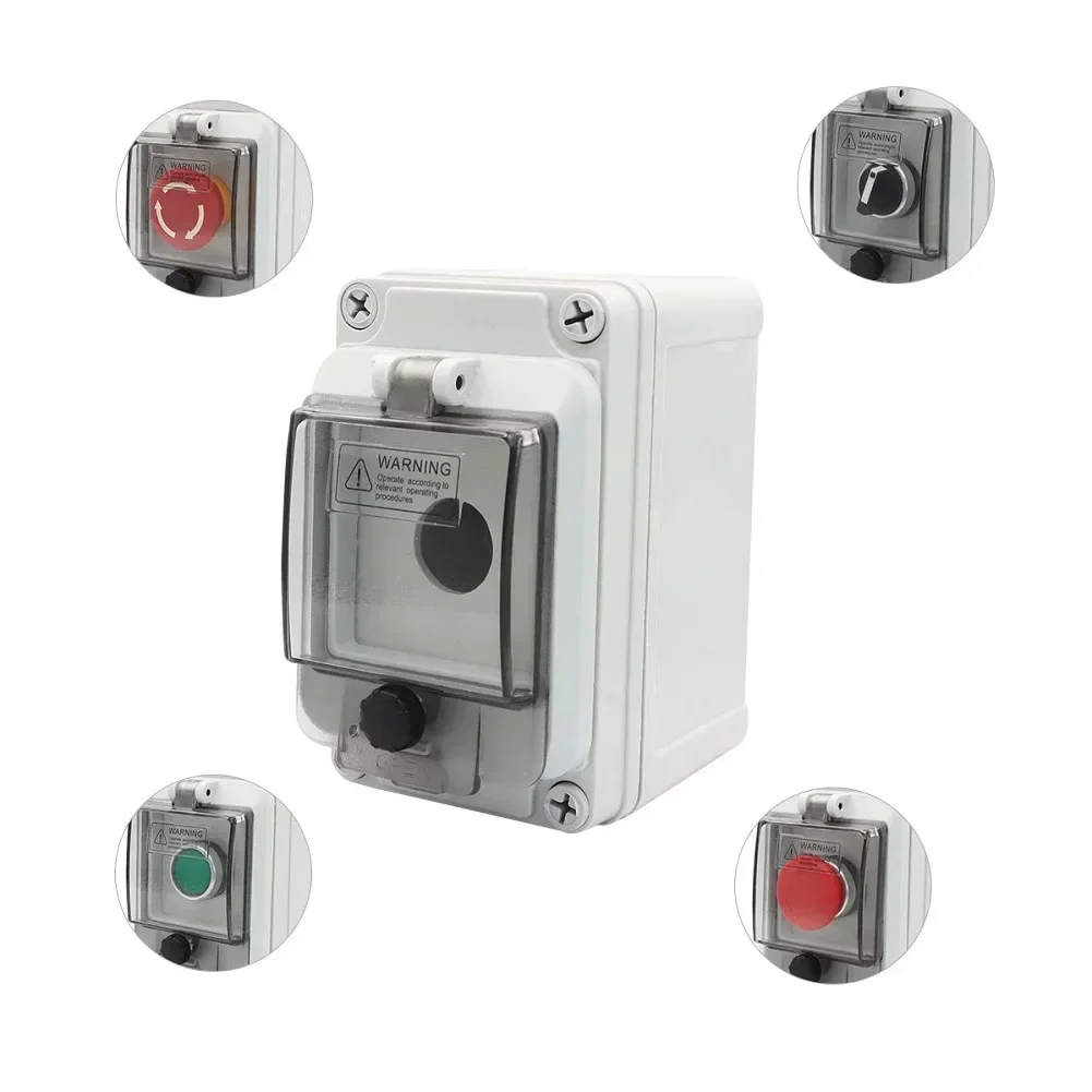 1PC Waterproof Control Button Box Single-Hole Outdoor Push Button Switch Emergency-Stop Mushroom Self-Locking Knob Switches