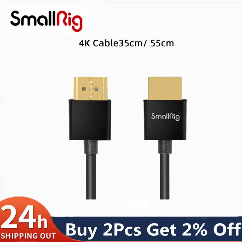 كابل SmallRig Ultra Slim 4K متوافق مع HDMI 60 هرتز 2.0 33/55 سم لـ DSLR/شاشة/جهاز إرسال واستقبال الفيديو اللاسلكي 2957/2956