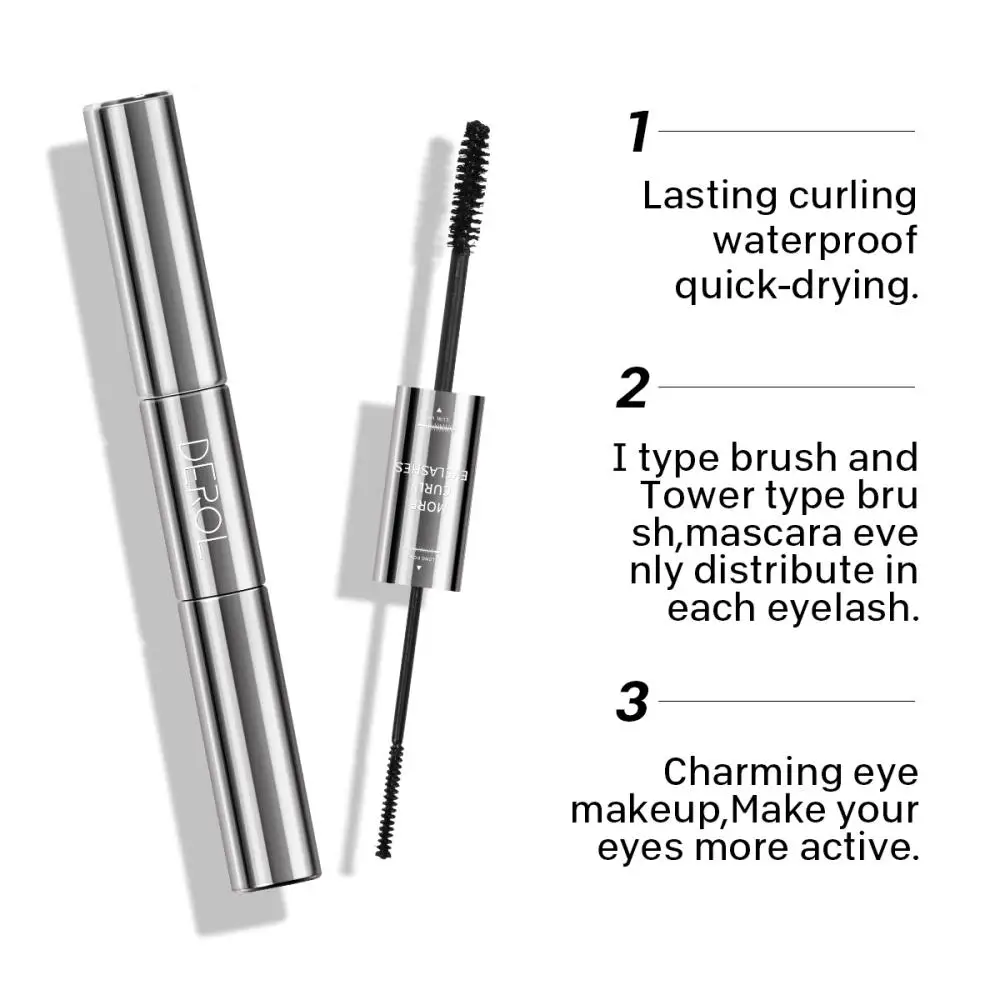 Waterproof Fine-headed Mascara For Long Thick Curling Quick-drying Non-smudged Double-headed Slim Mascara Long-lasting TSLM2