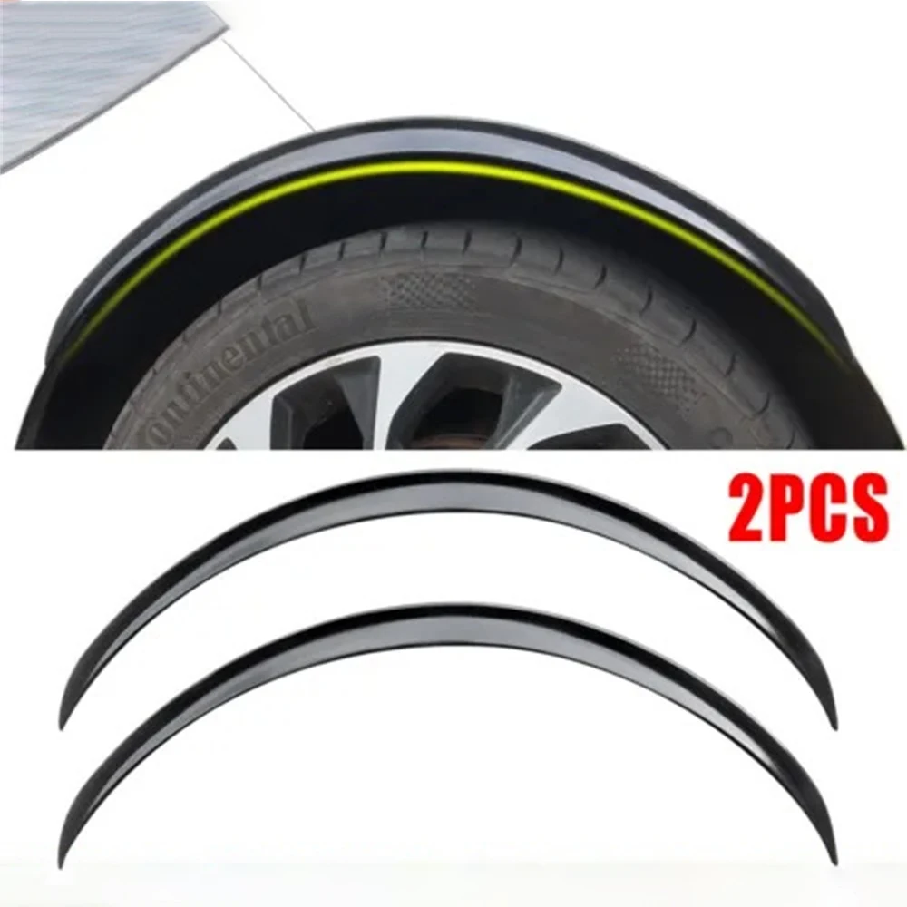 2 Peças Arcos de Roda Universais para Carro, Preto Brilhante 73cm, Extensões de Para-lamas Laterais Automotivas, Proteção para Arcos de Roda