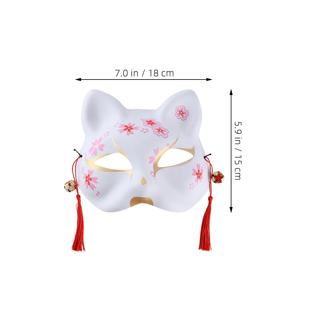 Demi-masque de renard japonais, 2 pièces, masque de mascarade à motif de renard traditionnel pour Cosplay, Festival, fête, spectacle sur scène, accessoire de Costume