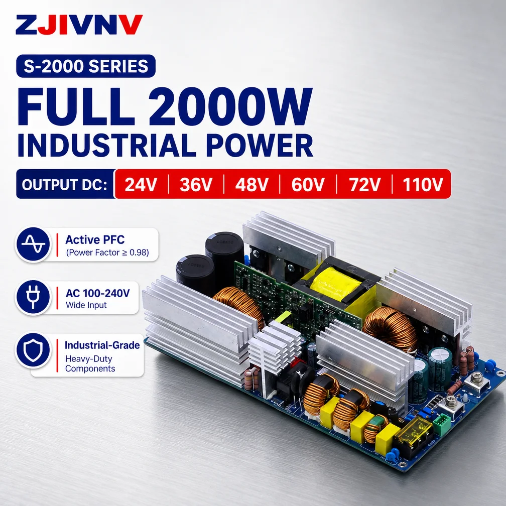 ZJIVNV 2000W Switching Power Supply S-2000 Active PFC 24V 36V 48V 60V 72V 110V AC-DC Industrial SMPS Transformer for CNC LED