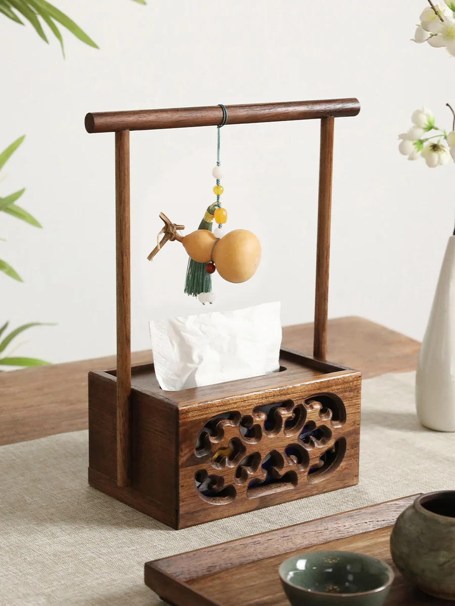 

Living room Chinese wooden pap coffee table storagx solid wood paper box tea room retro luxury tissue box