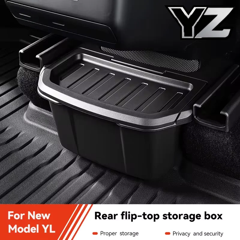 For Tesla Model YL 6 Seats 2026 Rear Seat Storage Box Under Air Vent Storage Case Trash Can Organizer Car Interior Accessory