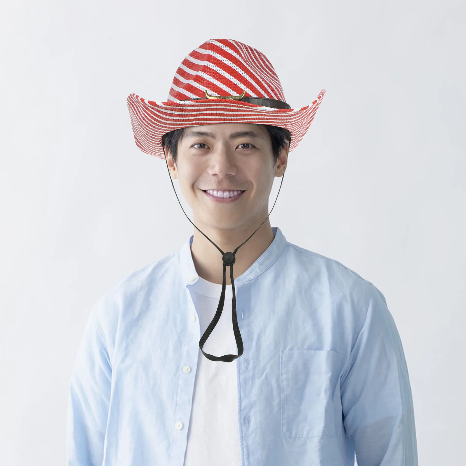 

Western Cowboy Straw Hat Metal Wide Brim Costumes Summer Sun Protection Mens Fashion Party Accessories