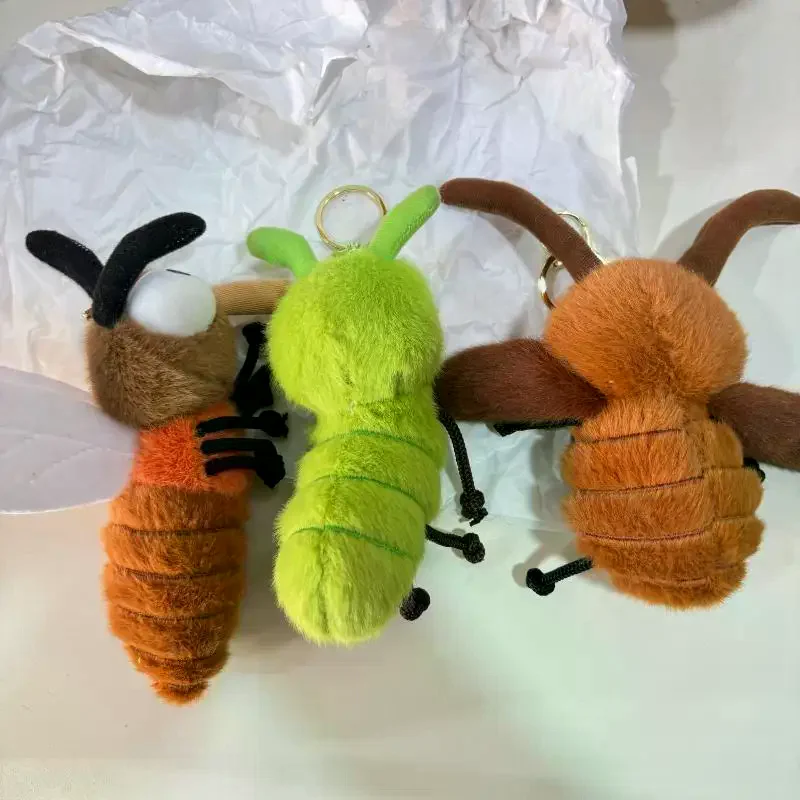 لطيف الكرتون الإبداعية الحشرات البعوض اليرقات الصراصير أفخم المفاتيح دمية قلادة Kawaii ظهره حلية الديكور