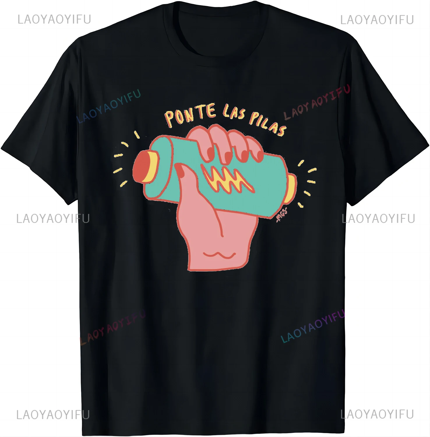 Ponerse Las Pilas Install Battery Optimistic Custom Printed Graphic T Shirts Y2k Harajuku Short Sleeve Tee  Camiseta