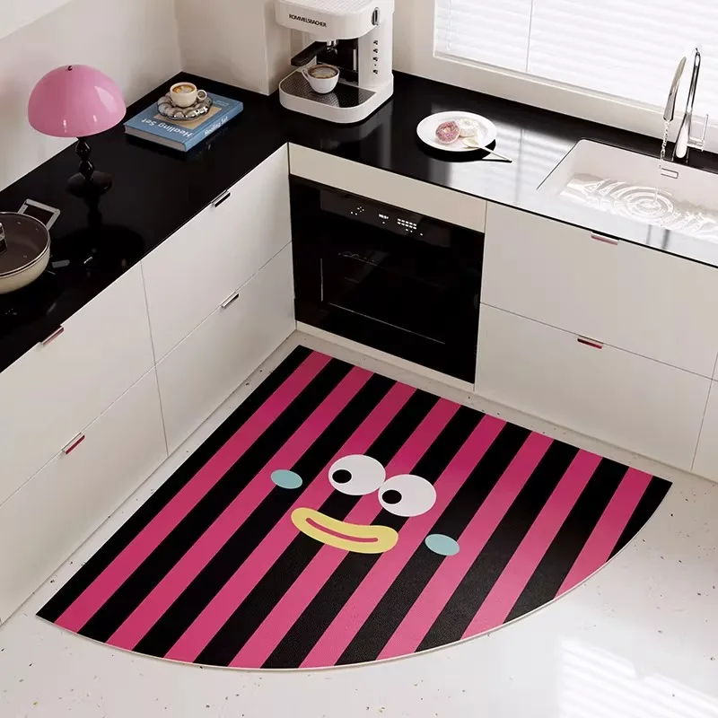 

Кухонный коврик, противоскользящий ковер из ПВХ, маслостойкий, водонепроницаемый, веерообразный, полосатый, с мультяшным дизайном, коврики для ног, декоративные коврики для дома