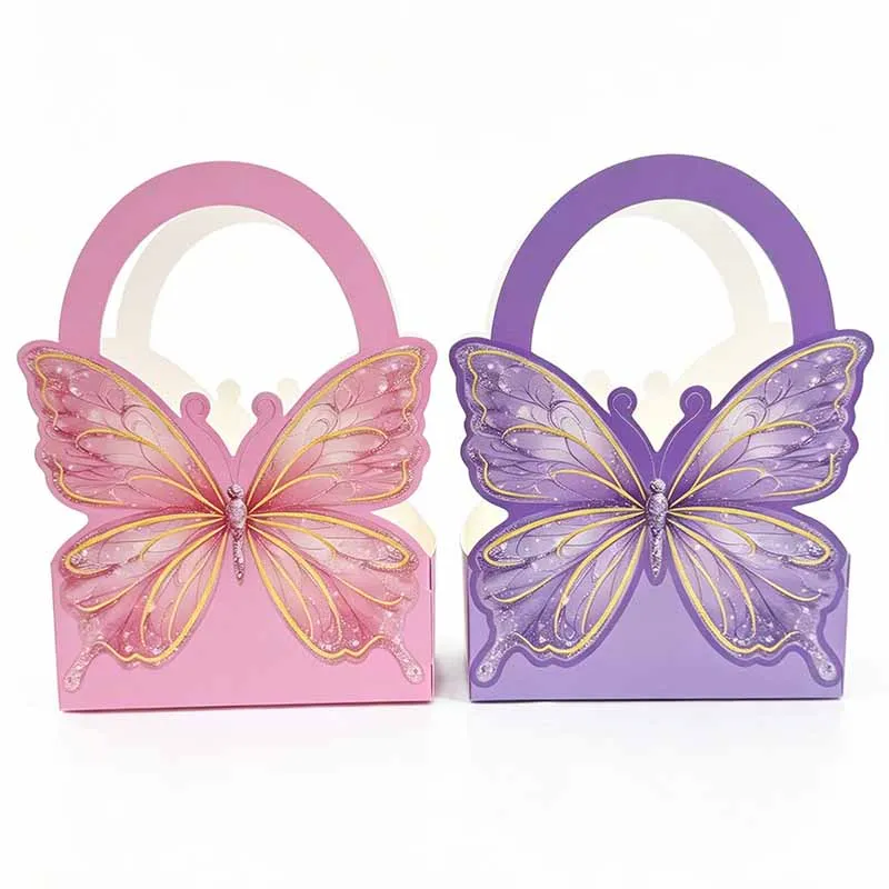 10/20Pcs Butterfly Party Suitcase Candy Gifts Box With Handle Happy Birthday Party Biscuit Packing Bag Kids Baby Shower Supplies view 3