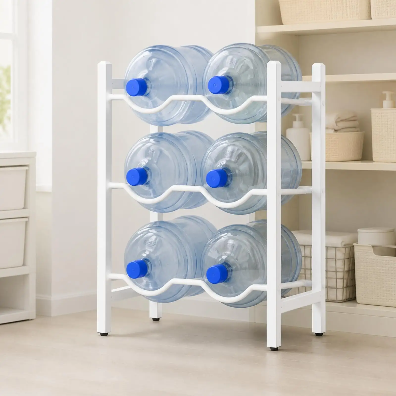 Bottle Storage Rack for Water Dispenser Area Sturdy Carbon Steel Organizer Holds 12 20 Liter Containers